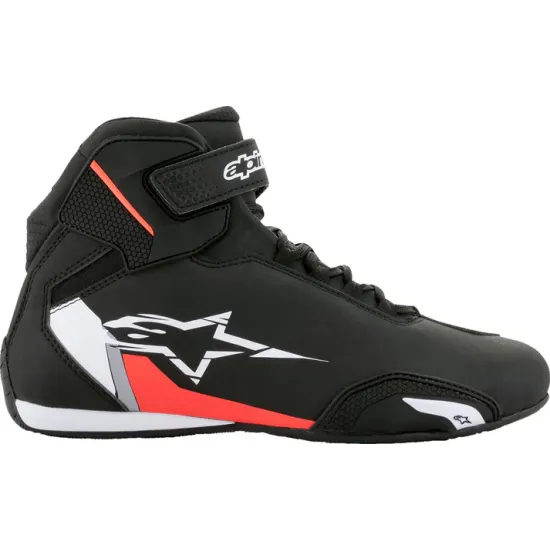 Мото боти ALPINESTARS SEKTOR BLACK/WHITE/RED с микрофибър и TPR защита