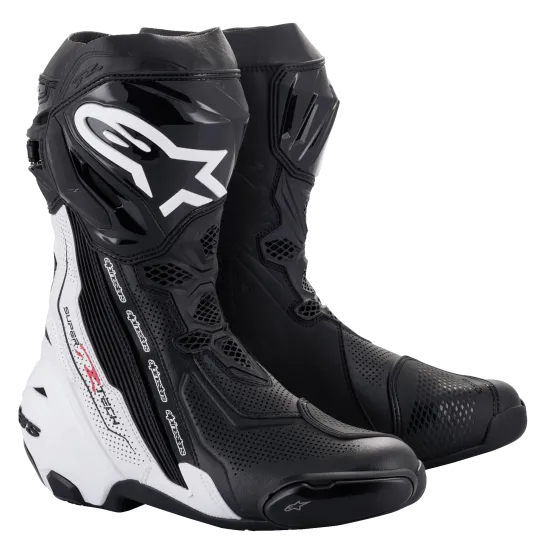 ALPINESTARS SUPERTECH R VENTED BLACK/WHITE – мото ботуши с лазерна перфорация