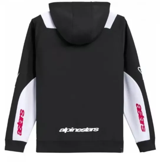Мото суитшърт ALPINESTARS Sessions V3 BLK/WHT/RD - модерен и удобен с качулка и цип