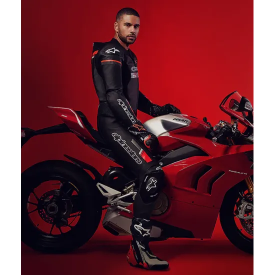 Екип ALPINESTARS GP FORCE V2 2PC BLACK/RED с DFS плъзгачи и вътрешна броня