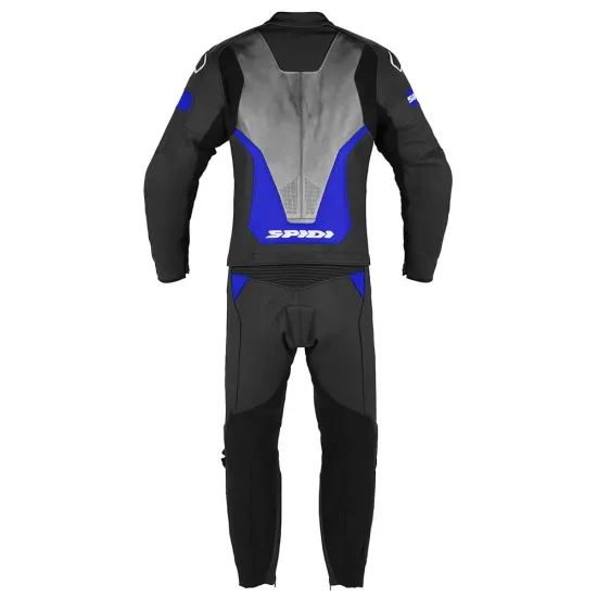 Кожен мото екип SPIDI LASER TOURING Black/Blue 2PC с CE протектори и гъвкави панели