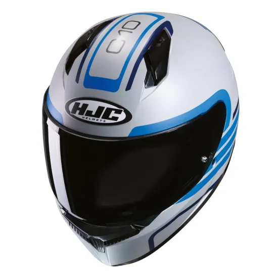 Каска HJC C10 LITO SILVER/BLUE - лека и комфортна full-face каска с вентилация и UV защита