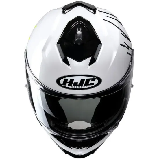 Каска HJC i71 CELOS WHITE/BLACK/GREEN - шосейна каска с поликарбонатна конструкция и слънцезащитен визьор
