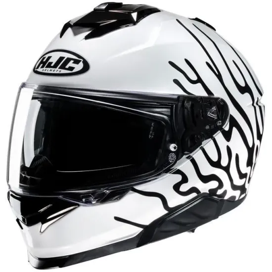Каска HJC i71 CELOS WHITE/BLACK/GREEN - шосейна каска с поликарбонатна конструкция и слънцезащитен визьор