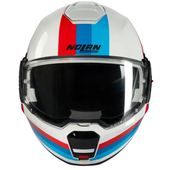 Каска Nolan N120-1 Lineo N-Com 347 White Blue Red – модулна каска с аеродинамичен дизайн