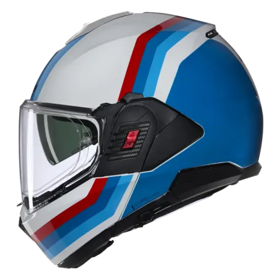Каска Nolan N120-1 Lineo N-Com 347 White Blue Red – модулна каска с аеродинамичен дизайн