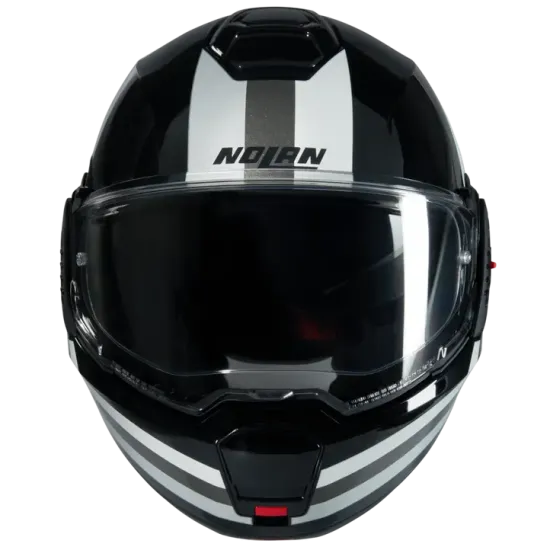 Каска Nolan N120-1 Lineo N-Com 348 Black White Silver – модулна каска с аеродинамичен дизайн