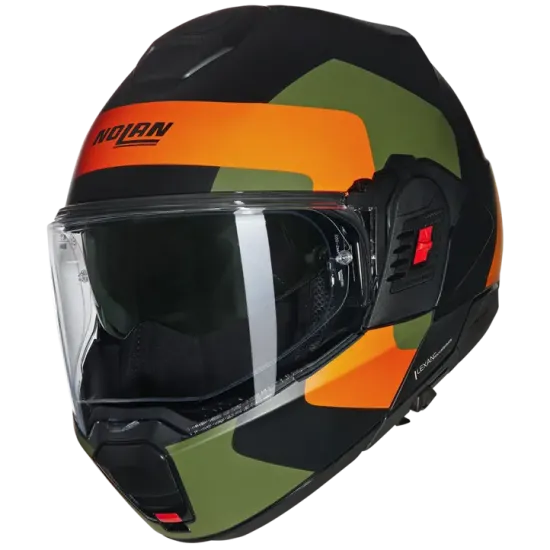 Каска Nolan N120-1 Omocromo N-Com 345 Black Orange Green – flip-back механизъм и Omocromo дизайн