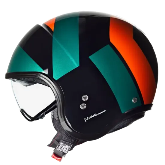 Каска Nolan N21 06 Tangente 347 Black Green Orange – Лека и удобна джет каска с уникален дизайн