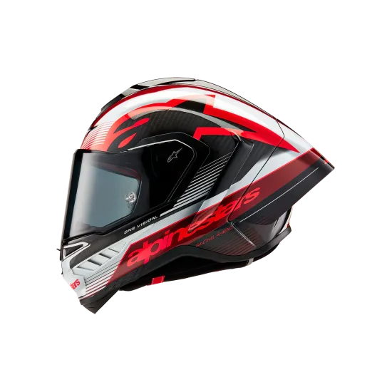 Каска ALPINESTARS Supertech R10 Team Black/Carb/Red/White – високотехнологична защита за състезания