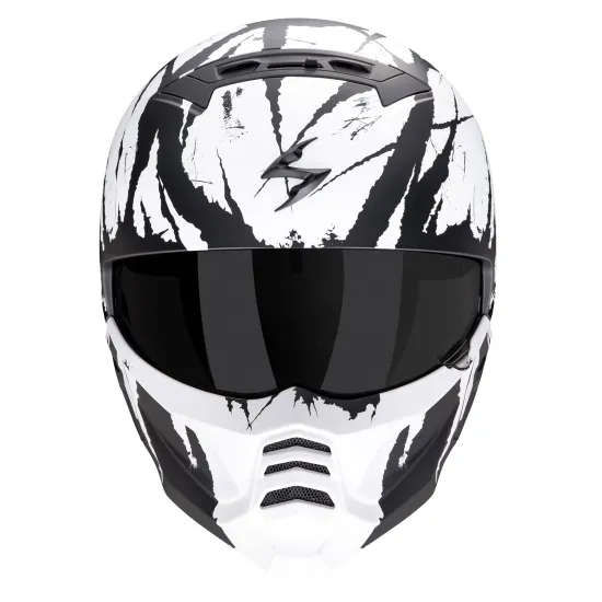 Мото каска Scorpion EXO-COMBAT II MARAUDER Matt Black White с подвижна маска