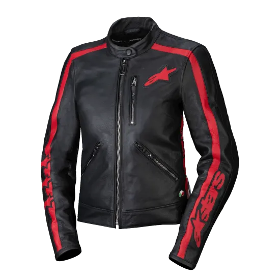 ALPINESTARS Stella DYNO B/R – Дамско кожено мото яке с елегантен дизайн и висока защита Дамско кожено яке ALPINESTARS Stella DYNO B/R – черно и червено, с модерен дизайн и нископрофилни протектори