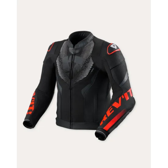 Кожено яке REVIT Hyperspeed 3 Air Black Neon Red – спортно яке с перфорация и защита