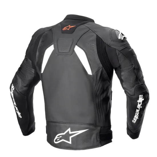 Кожено мото яке ALPINESTARS GP PLUS R V4 BLACK/WHITE с Nucleon Flex Plus протектори и DFS слайдери