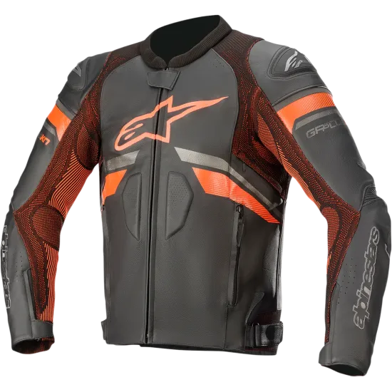 Кожено мото яке ALPINESTARS GP PLUS R V3 RIDEKNIT BLACK/RED FLUO с Nucleon Flex Plus протектори и Tech-Air® 5 съвместимост