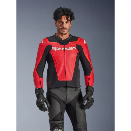 Кожено яке ALPINESTARS GP FORCE V2 AIR RED/FLUO – спортно мото яке с перфорация Hydra Motto