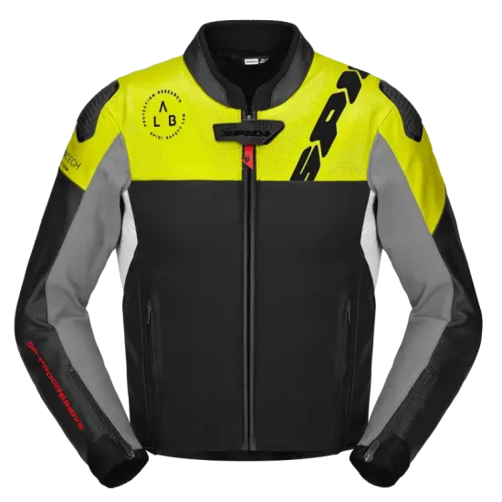 Кожено мото яке SPIDI DP Progressive Hybrid Perforated Black/Fluo с Warrior протектори и вентилация