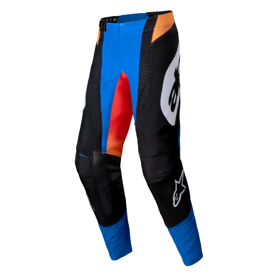 Мотокрос брич ALPINESTARS TECHSTAR MELT ORANGE/BLUE - леки и издръжливи с оптимално прилягане