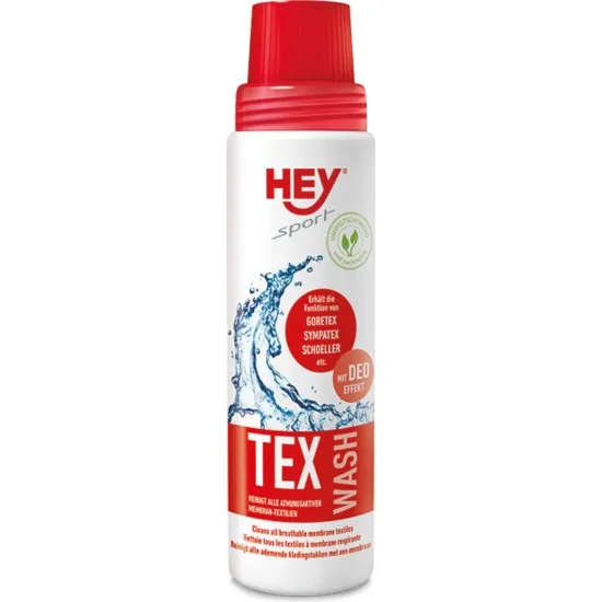 Концентрат за пране на мото дрехи с мембрана Hey Sport Tex Wash 250 ml.
