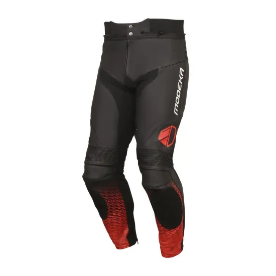 Кожени мото панталони Modeka Yron Black/Red - Спортен стил и защита