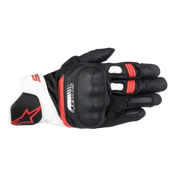 Кожени ръкавици ALPINESTARS SP-5 BLACK/WHITE/RED - Кожени ръкавици за мотор от марка Alpinestars
