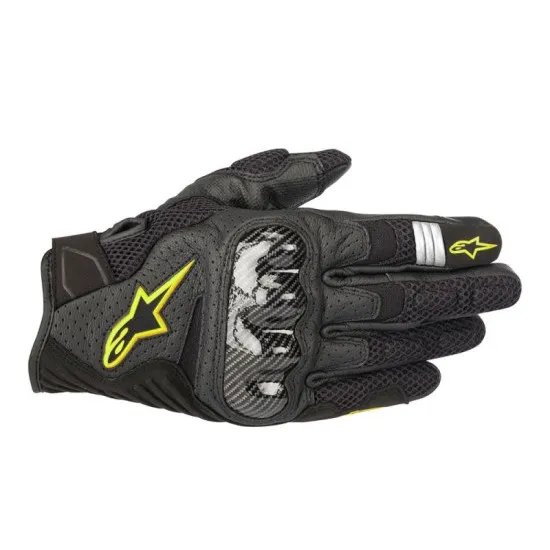 Ръкавици ALPINESTARS SMX-1 AIR V2 BLACK/YELLOW - Кожени ръкавици за мотор от марка Alpinestars