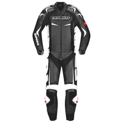 Кожен мото екип с гърбица от две части SPIDI TRACK TOURING BLACK/WHITE