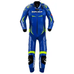 Кожен мото екип с гърбица SPIDI TRACK REPLICA EVO BLUE/YELLOW