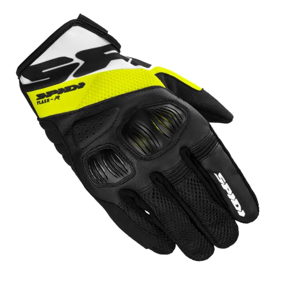 Мото ръкавици SPIDI FLASH-R EVO BLACK/FLUO YELLOW - Кожени ръкавици за мотор от марка SPIDI