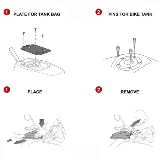 SHAD PIN SYSTEM X012PS в оригинална кутия с метална сива монтажна плоча, комплект щифтове, винтове и крепежни елементи