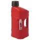 Червена туба за гориво Polisport ProOctane 10L с черна капачка, прозрачен гъвкав маркуч, интегрирана бутилка за масло и черна основа