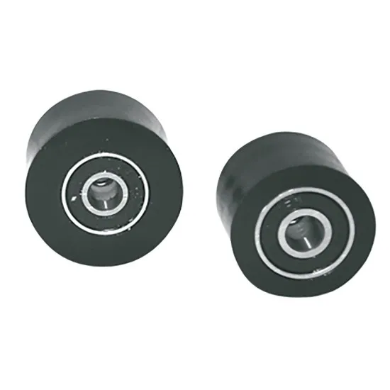 Две черни ролки за верига Polisport 32mm с концентрични кръгове и централен лагер