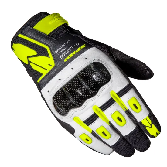 Мото ръкавици SPIDI G-CARBON BLACK/FLUO YELLOW - Кожени ръкавици за мотор от марка SPIDI