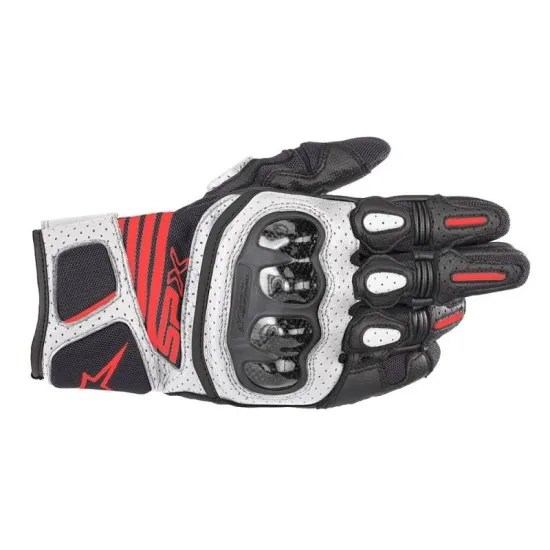 Ръкавици ALPINESTARS SP-X AIR CARBON V2 BLACK/WHITE/FLUO RED - Кожени ръкавици за мотор от марка Alpinestars