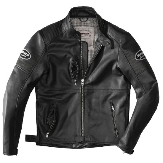 Кожено мото яке SPIDI CLUBBER BLACK с Warrior протектори и италианска биволска кожа