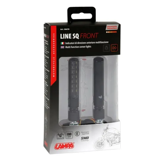 Предни мигачи/светлини Line SQ 12V LED - 90478 - Мото светлини Предни мигачи/светлини Line SQ 12V LED - 90478 - Мото светлини от марка Lampa