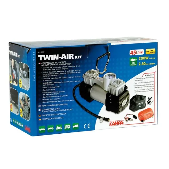 Компресор  двуцилиндров  Twin-Air Kit 12V - 200W - 72157 - Мото гараж от марка Lampa
