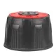 Червена туба за гориво Polisport ProOctane 20L с черна винтова капачка, прозрачен смесител за масло в долната част и гъвкав черно-бял излив с контролен вентил