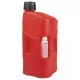 Червена туба за гориво Polisport ProOctane 20L с черна винтова капачка, прозрачен смесител за масло в долната част и гъвкав черно-бял излив с контролен вентил
