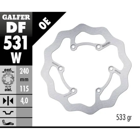 Заден спирачен диск Galfer WAVE FIXED 240x4mm DF531W - Спирачни дискове от марка GALFER