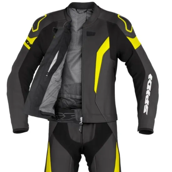 Мото екип SPIDI LASER TOURING BLACK/FLUO с CE протектори и гъвкави панели