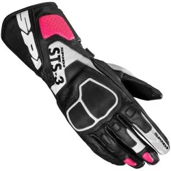 Дамски кожени мото ръкавици SPIDI STS-3 BLACK/FUCHSIA