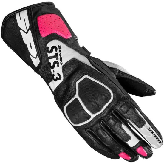 Дамски кожени мото ръкавици SPIDI STS-3 BLACK/FUCHSIA - Дамски кожени ръкавици от марка SPIDI