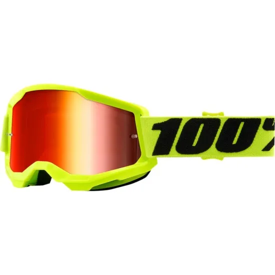 Мотокрос очила 100% STRATA2 YELLOW-MIRROR RED - Мотокрос очила от марка 100%