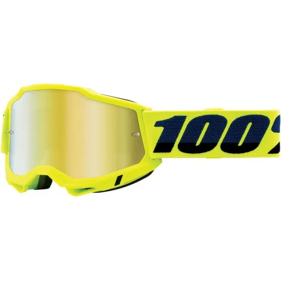 Мотокрос очила 100% ACCURI2 FLUO YELLOW-MIRROR GOLD - Мотокрос очила от марка 100%