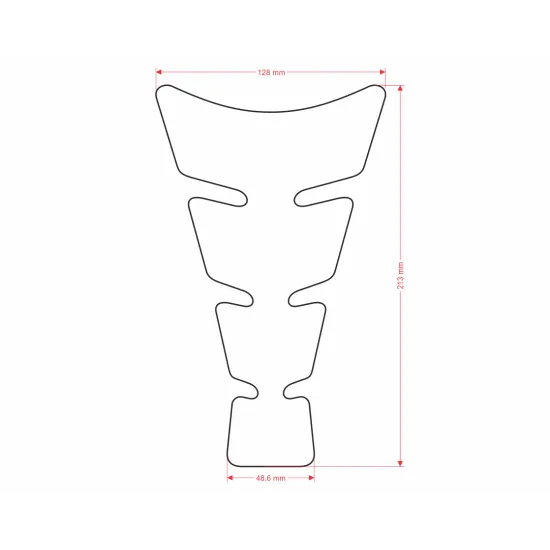 Протектор за резервоар ONEDESIGN в черно, сиво и бяло с лого Factory Racing, показан върху червен мотоциклетен резервоар