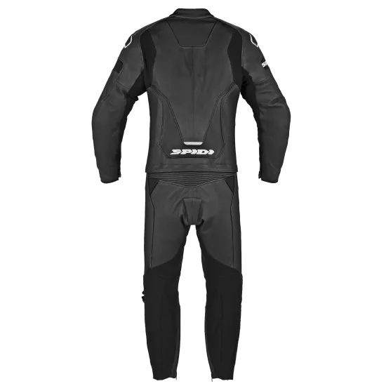 Кожен мото екип SPIDI LASER TOURING BLACK 2PC с CE протектори и перфорирани панели