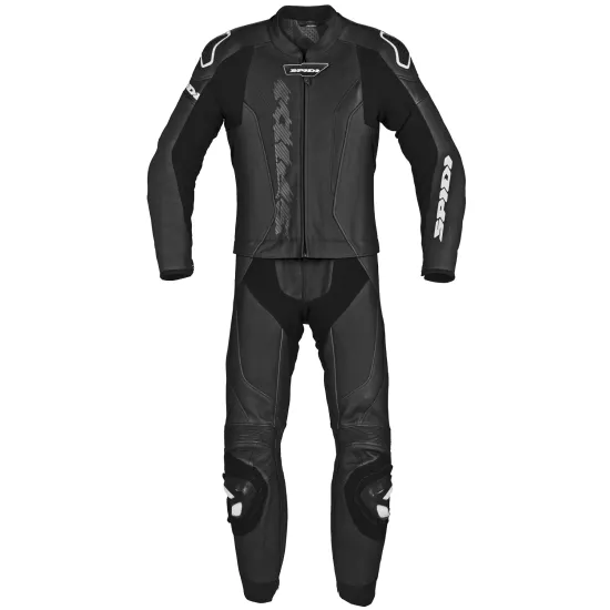 Кожен мото екип SPIDI LASER TOURING BLACK 2PC с CE протектори и перфорирани панели