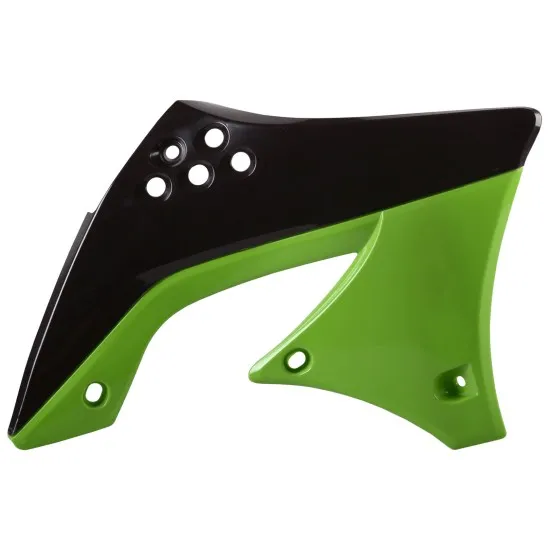 Пластмасови капаци за радиатор Polisport Kawasaki KX450F (10/11) - 2009-11 Black/Green OEM Color - Предпазители за радиатор от марка Polisport