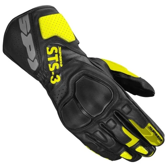 Кожени мото ръкавици SPIDI STS-3 BLACK/NEON YELLOW - Кожени ръкавици за мотор от марка SPIDI